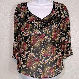Lucky Brand Multicolor Fall Floral Blouse